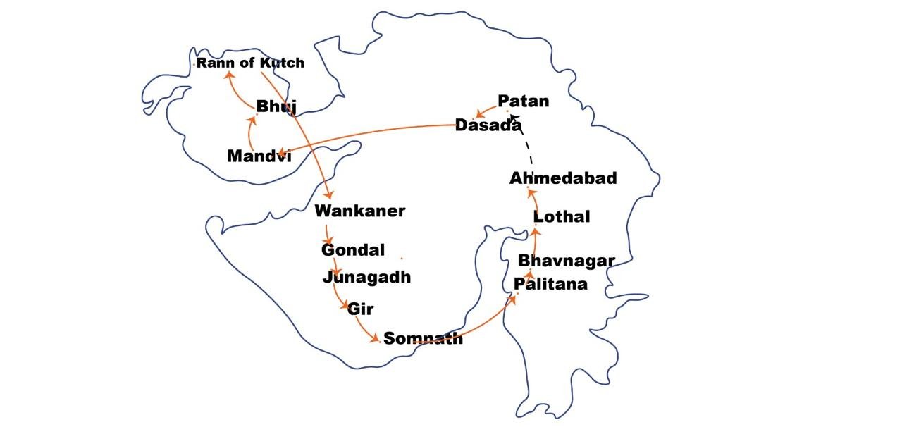 Route map of Culture of Gujarat