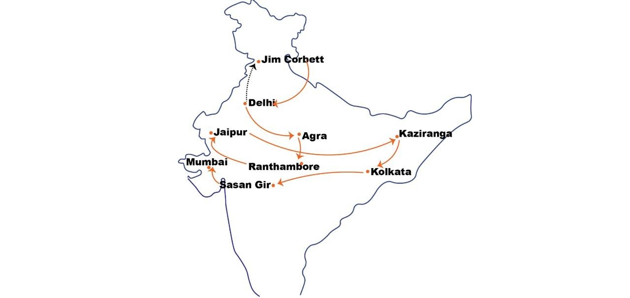 Route map of Enchanting Jungle Safari